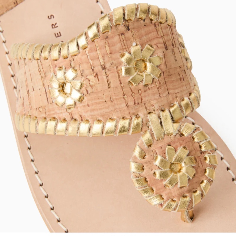 Jack Rogers Gold Cork Leather Thong Sandals NEW WITHOUT BOX - Picture 5 of 11